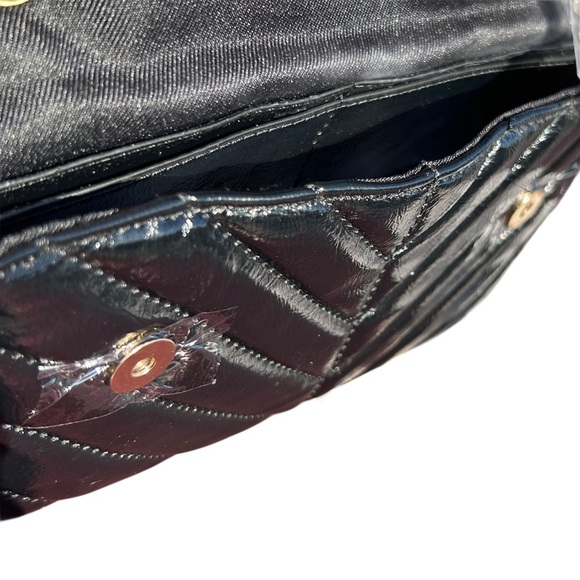 Nicole Miller Black Chevron Quilted Crossbody - Picture 5 of 6